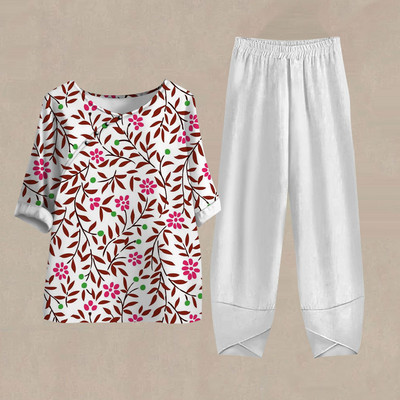 Női nadrág Alkalmi női tréningruha Női ruhák Téli Őszi 3D virágmintás pulóver 2 részes szettek Női felsők Nyár