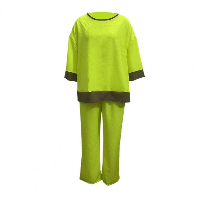 Három negyed ujjú póló Stílusos női felső nadrág szett kerek nyakkal, három negyed ujjú, kontraszt színű póló A számára