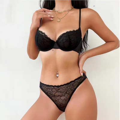 S-XL liela izmēra, 2024. gada jauns īpaši plāns, regulējams sieviešu apakšveļas komplekts ar pilnu mežģīņu sieviešu apakšveļas komplektu Push Up, mazas modes krūštura biksītes