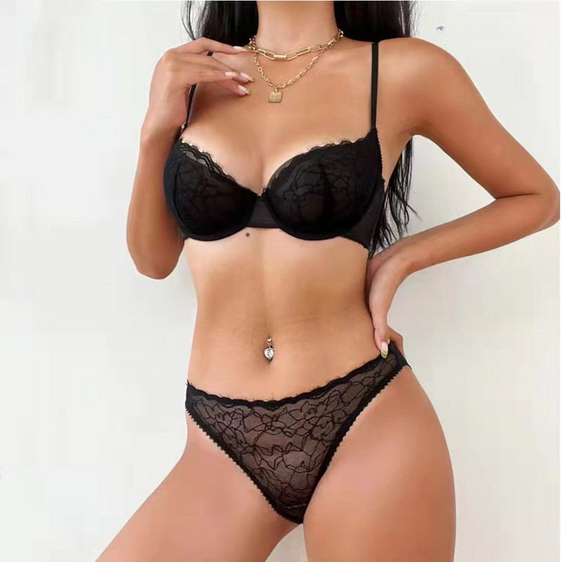 S-XL liela izmēra, 2024. gada jauns īpaši plāns, regulējams sieviešu apakšveļas komplekts ar pilnu mežģīņu sieviešu apakšveļas komplektu Push Up, mazas modes krūštura biksītes