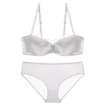 Set de lenjerie de corp sexy cu dantelă subțire, set de sutien respirabil, confortabil pentru sâni laterali, perspectivă de satin, set de lenjerie de corp pentru femei