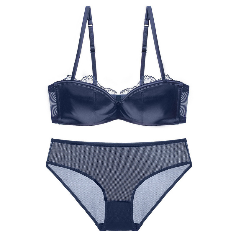 Set de lenjerie de corp sexy cu dantelă subțire, set de sutien respirabil, confortabil pentru sâni laterali, perspectivă de satin, set de lenjerie de corp pentru femei