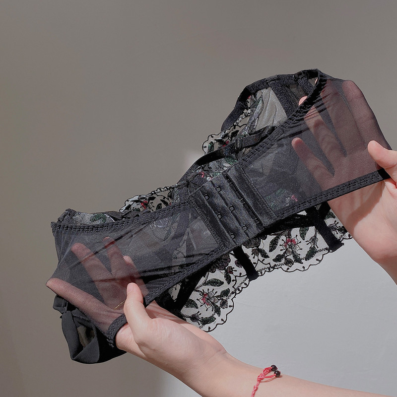 S-XL 2023 Novi produljeni kompleti donjeg rublja Vez Prozirno donje rublje Podesivi prsluk Push Up Ženski seksi grudnjak i T-nazad