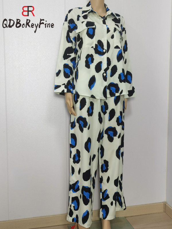 Eleganti sieviešu komplekti ar leoparda apdruku Ikdienas ielas apģērbs, topi ar garām piedurknēm, platas bikses, treniņtērps, divdaļīgi komplekti, sieviešu tērpi