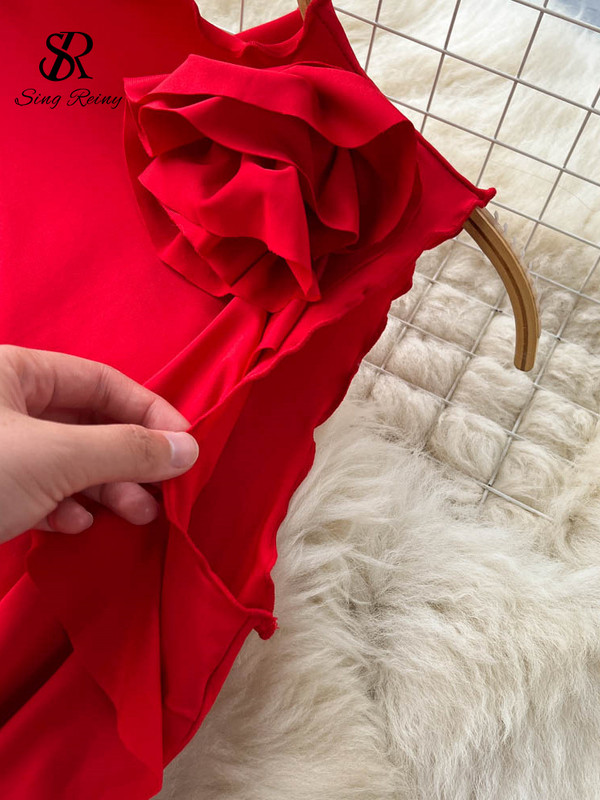 SINGREINY sieviešu seksīgi divu gabalu uzvalki bez piedurknēm ar volāniem, īsa blūze + Bodycon Flower mini svārki, modes ielas apģērba pludmales komplekti