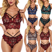 S-XXL Multicolor French lenceria talla grande Femei Sexy Dantela imprimare Sutien fără fir Lenjerie Lenjerie de noapte Pijamale Set de lenjerie intimă