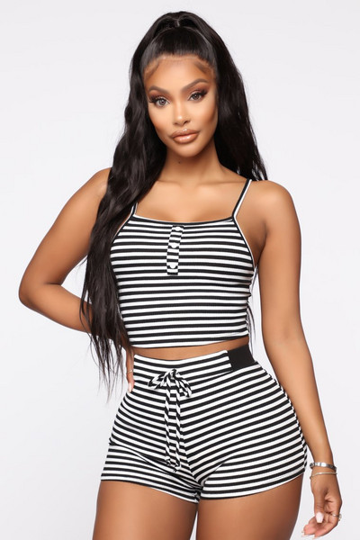 Hirigin 2PCS Sieviešu naktsveļa vasaras ikdienas Bodycon Svītrains Crop Tops un Šorti Tērpi Apģērbi Sporta Pidžamu komplekti