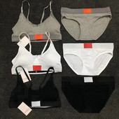 S-XL seksīga sieviešu apakšveļa ar logotipu, mīksts krūšturis un siksnu komplekts sporta apakšveļa bezšuvju modes muguras veste apakšbiksītes