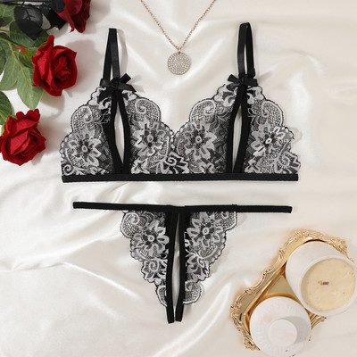 Hollow Out Sieviešu Sieviešu seksīga sieviešu apakšveļa, mežģīņu apakšveļa, guļamveļa G-string sieviešu apakšveļas komplekts, divdaļīgs sieviešu krūštura uzvalks