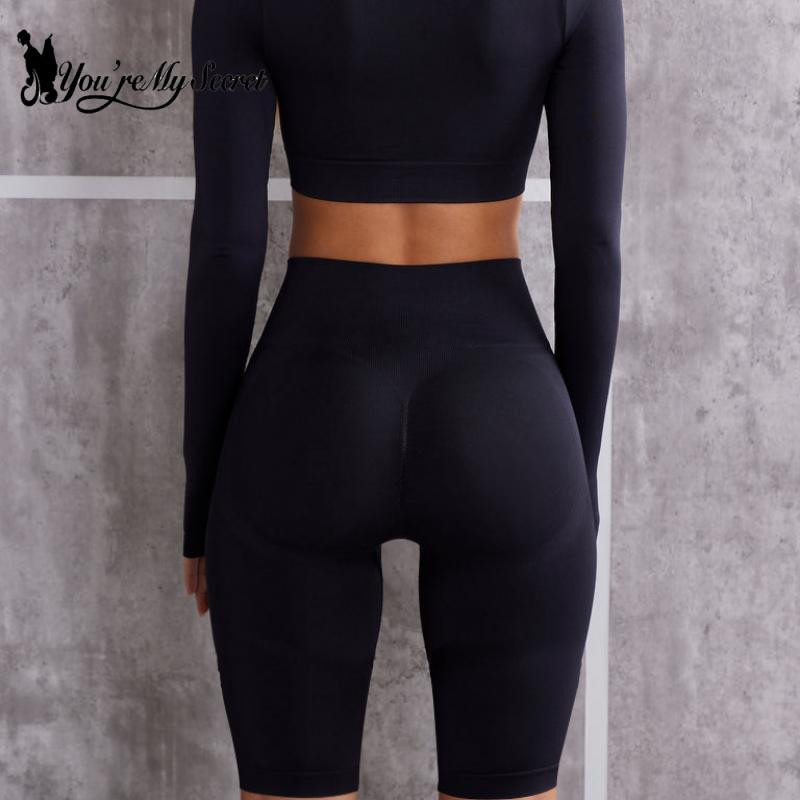 [Sa oled minu saladus] Naiste säärised mustad lühikesed püksid kõrge vöökohaga Tõstvad push-up kitsad spordipüksid säärised spandex jooga fitness püksid