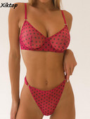 Xiktop Love-Heart sieta apakšveļa īpaši plāns, caurspīdīgs sieviešu apakšveļas komplekts ar tilla apdruku, intīms caurspīdīgs bralette seksīgs komplekts