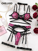 CHILLGIO női nyomtatott hálós melltartó öltönyök divatos áttetsző erotikus intim fehérnemű Alkalmi ins Vintage szexi push up fehérnemű szettek
