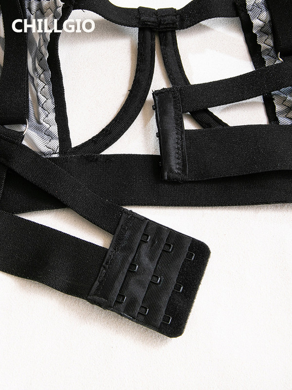 CHILLGIO Ženski grudnjak s printom zebre Kratki odijela Seksi pripijeni intimni erotski donji veš Četverodijelni prozirni kompleti donjeg rublja Push Up