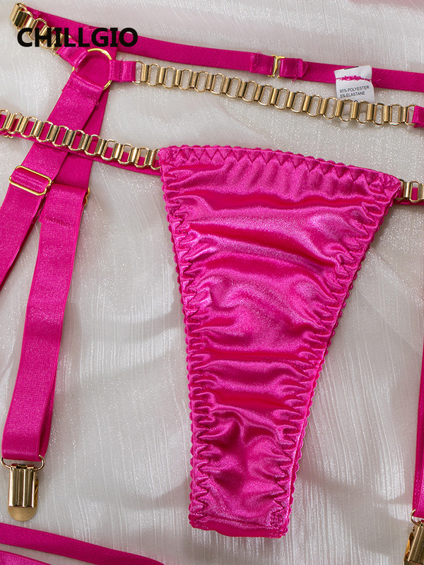 CHILLGIO Ženski seksi satenski grudnjak Kratki kompleti Fashion Club Push Up donje rublje s uskim ulošcima Erotsko jednobojno intimno donje rublje