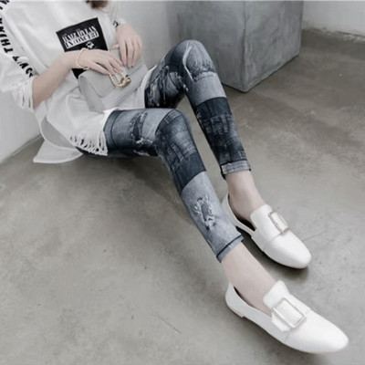 Lady Sporting Vékony, Magas derekú Fitness Legging Női Nyári Elasztikus Faux Farmer Női Push Up Legging