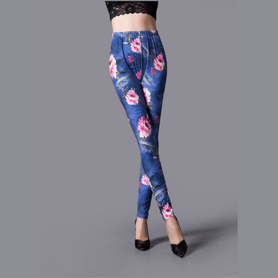 Lady Sporting Vékony, Magas derekú Fitness Legging Női Nyári Elasztikus Faux Farmer Női Push Up Legging