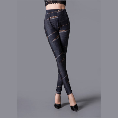 Lady Sporting Vékony, Magas derekú Fitness Legging Női Nyári Elasztikus Faux Farmer Női Push Up Legging