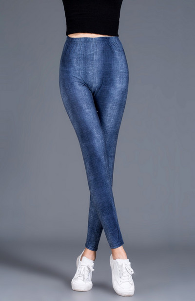 Lady Sporting Vékony, Magas derekú Fitness Legging Női Nyári Elasztikus Faux Farmer Női Push Up Legging