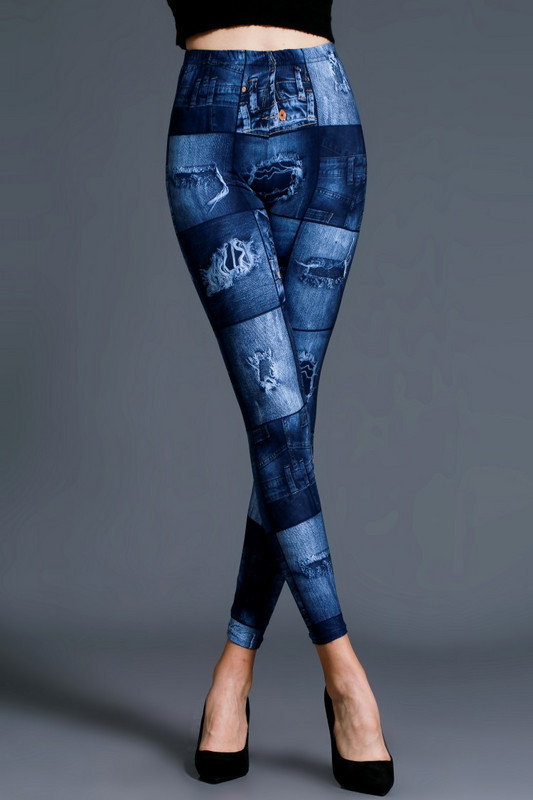 Lady Sporting Vékony, Magas derekú Fitness Legging Női Nyári Elasztikus Faux Farmer Női Push Up Legging