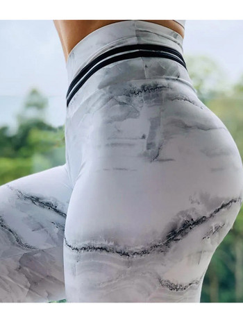 Γυναικεία κολάν γυμναστικής μάρμαρο εκτύπωσης Activewear Άσκηση Παντελόνι γιόγκα Αθλητικό ελαστικό ψηλόμεσο αθλητικό παντελόνι για τρέξιμο