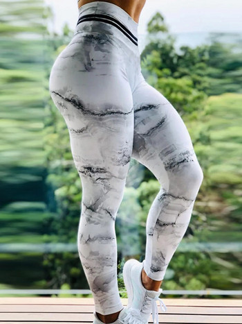Γυναικεία κολάν γυμναστικής μάρμαρο εκτύπωσης Activewear Άσκηση Παντελόνι γιόγκα Αθλητικό ελαστικό ψηλόμεσο αθλητικό παντελόνι για τρέξιμο