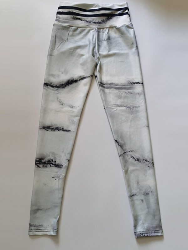 Sporto antblauzdžiai Moterų sporto salė Marmuro raštu Aktyvūs drabužiai Mankšta jogos kelnės Sportinės Tamprios aukšto juosmens bėgimo sportinės kelnės