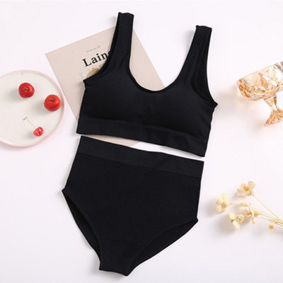 Set de lenjerie de corp fără cusături Set de topuri Set de chiloți Costum de lenjerie fără fir pentru femei Sutiene căptușite S-XL Bralette fără spate Lenjerie