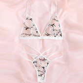 Seksualus jausmingas apatinis trikotažas moterims Puošnus nėrinių komplektas Moteris 2 dalių permatomas apatinis siuvinėjimas Erotinė liemenėlė ir kelnaitės S-XXL