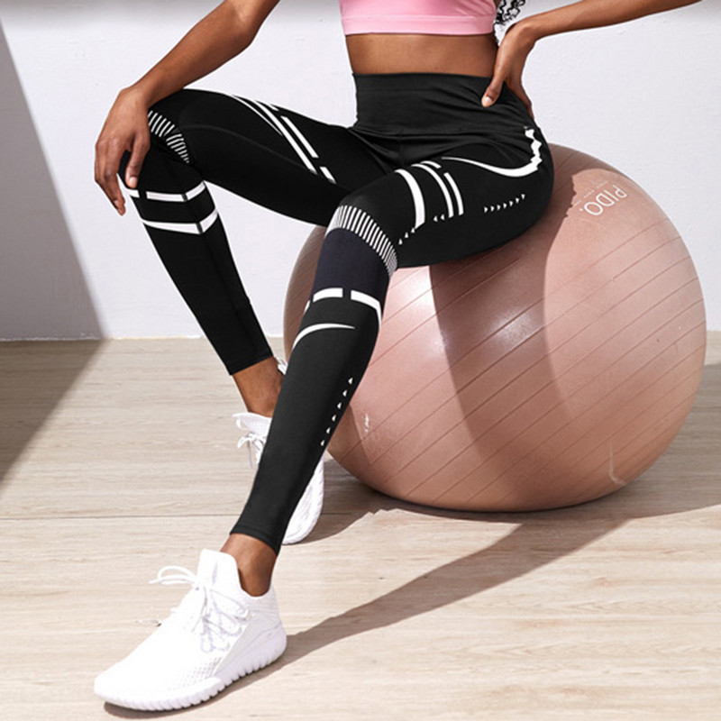 Női Leggings Fitness Jóga Nadrág Magas derekú Push Up Csípő edzés Rugalmas Harisnya Futó Aktív Ruha Tornaterem Sport Nyomtató Nadrág