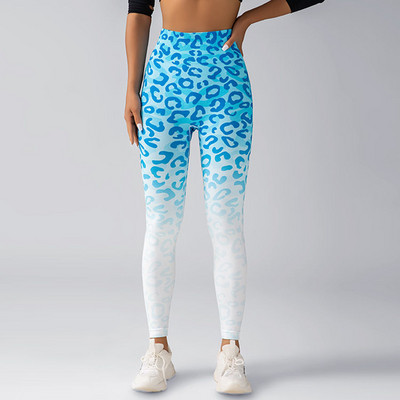 Amerikāņu legingi ar augstu vidukli ar apdruku Fitnesa bikses Leopards deviņu punktu zeķubikses Bikses bezšuvju legingi Sporta jogas bikses sievietēm