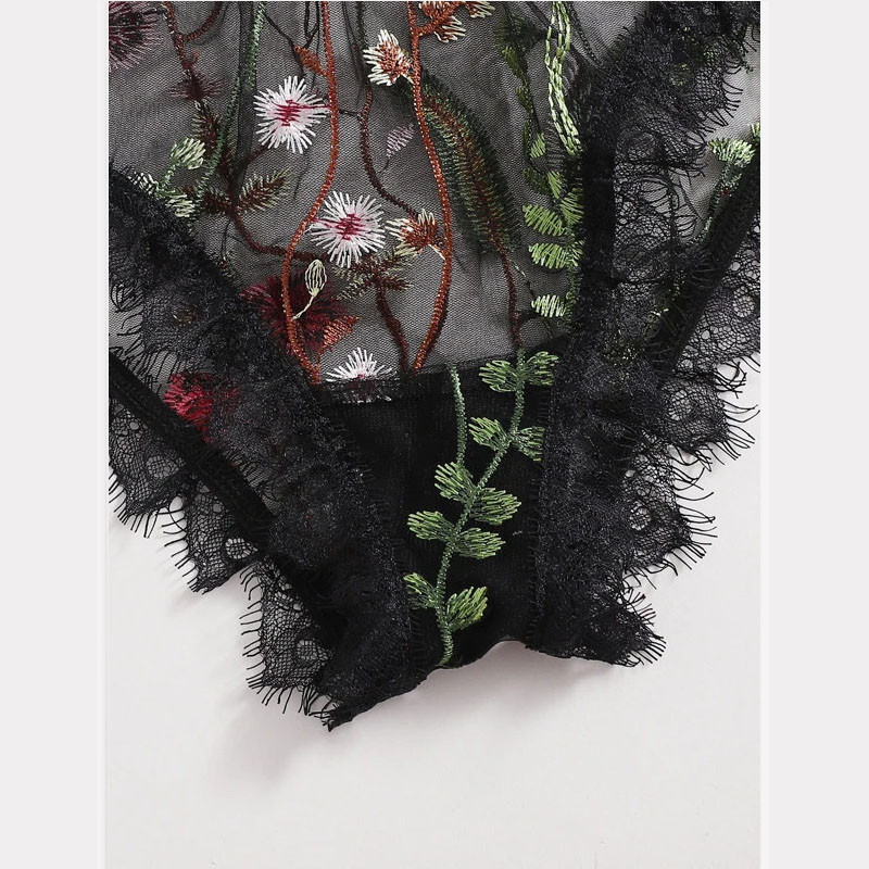 S-XXL Lenjerie sexy cu broderie florală pentru femei din dantelă din plasă Babydoll G-String Set Lenjerie de corp Îmbrăcăminte exotică 2020 Сексуальное белье
