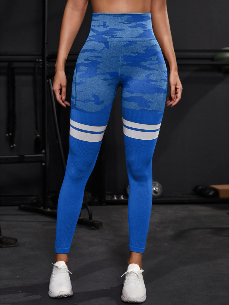 Pantaloni de yoga pentru alergare la gimnastică, pantaloni de sport pentru femei, pantaloni lungi, talie înaltă, care strâng burta, pantaloni de sport elastici, jambiere de yoga de camuflaj