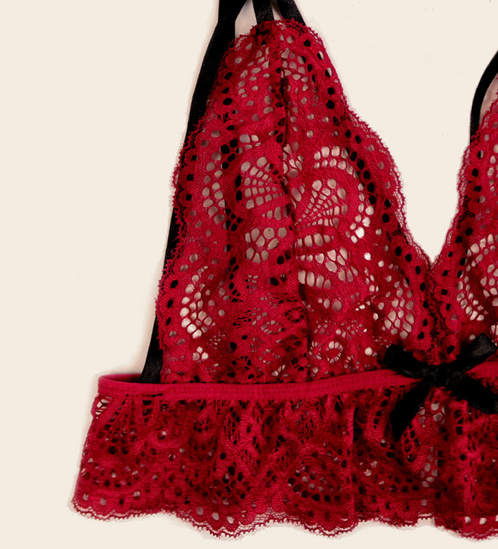 Izpārdošana Sieviešu apakšveļas komplekts Seksīgs mežģīņu krūšturis, pārsējs, prievīte, guļamveļa, melna apakšveļas komplekts S-XL ansambļa sous vetement femme