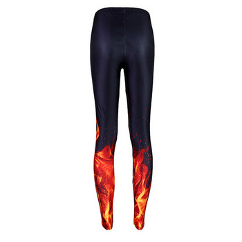 Fashion Hot Women Galaxy 3D Fire Design Printing Woman Wear Παντελόνι Μαύρο Skinny κολάν για το καλοκαίρι GL1624