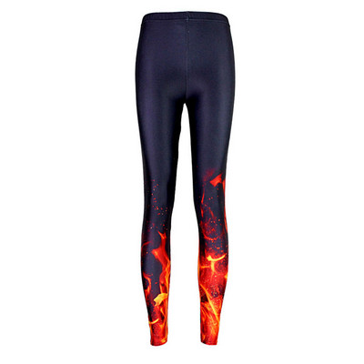 Fashion Hot Women Galaxy 3D Fire Design Nyomtatás Női nadrágok Fekete vékony leggings nyárira GL1624