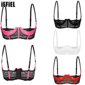 Ženski čipkasti grudnjak s 1/3 košarice Lakirana koža, podesive naramenice s žicom, cvjetni grudnjak Donje rublje Poklon za medeni mjesec