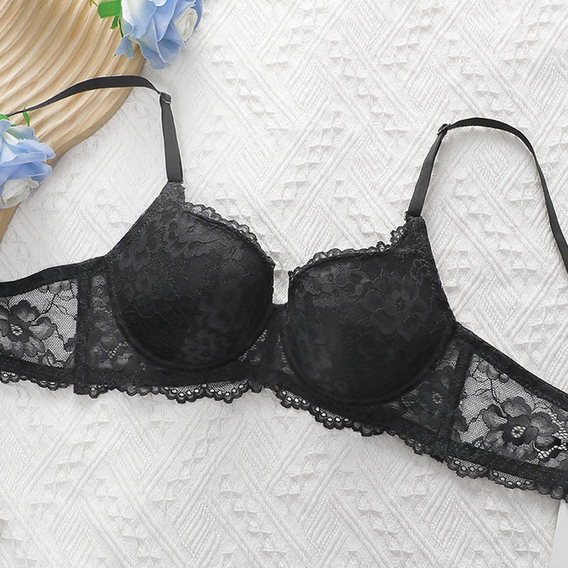 Thin Cup Gathering Seksuali nėriniuota liemenėlė su reguliuojamu plieniniu ratlankiu liemenėlė moteriška apatinis trikotažas, neslystantis, pilnas kaušelis, smūgiams atsparios liemenėlės Para Muje