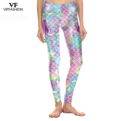 VIP FASHION Γυναικεία κολάν γοργόνας Γυναικεία σέξι κοστούμια γυμναστικής παντελόνι γυμναστικής Πολύχρωμα λέπια ψαριού κολάν Casual streetwear