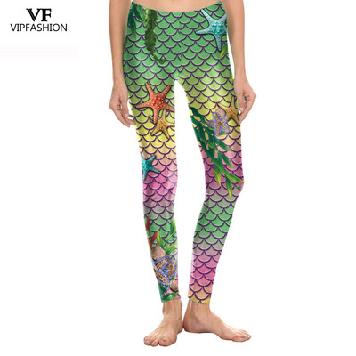 VIP FASHION Γυναικεία κολάν γοργόνας Γυναικεία σέξι κοστούμια γυμναστικής παντελόνι γυμναστικής Πολύχρωμα λέπια ψαριού κολάν Casual streetwear