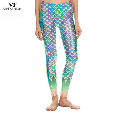 VIP FASHION Γυναικεία κολάν γοργόνας Γυναικεία σέξι κοστούμια γυμναστικής παντελόνι γυμναστικής Πολύχρωμα λέπια ψαριού κολάν Casual streetwear