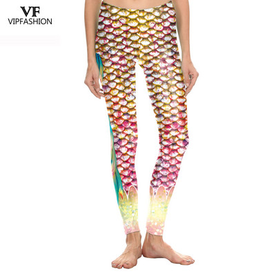 VIP FASHION Γυναικεία κολάν γοργόνας Γυναικεία σέξι κοστούμια γυμναστικής παντελόνι γυμναστικής Πολύχρωμα λέπια ψαριού κολάν Casual streetwear