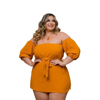 XL-5XL Plus Size Σετ ασορτί Γυναικεία Ρούχα 2023 Καλοκαιρινό κοντομάνικο Slash Neck Lose Sexy Casual σετ δύο τεμαχίων Γυναικεία ρούχα