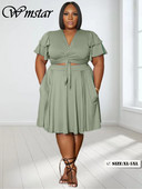 Wmstar 2 kétrészes női ruhák V nyakú mini szoknya készletek zsebekkel Új nyáron, hozzáillő ruhák nagykereskedelmi dropshipping