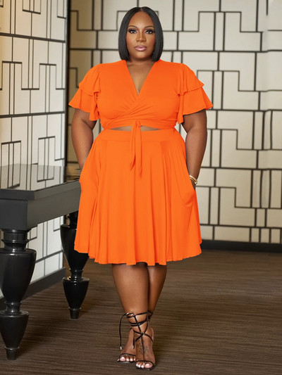 Wmstar 2 kétrészes női ruhák V nyakú mini szoknya készletek zsebekkel Új nyáron, hozzáillő ruhák nagykereskedelmi dropshipping