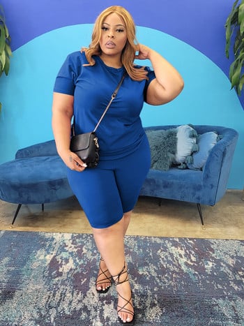 Wmstar Plus Size Two Piece Oufits Γυναικεία Ρούχα Super Stretch Συμπαγείς κορυφαίες σούρες Casual matching κοντά σετ Χονδρική Dropshipping