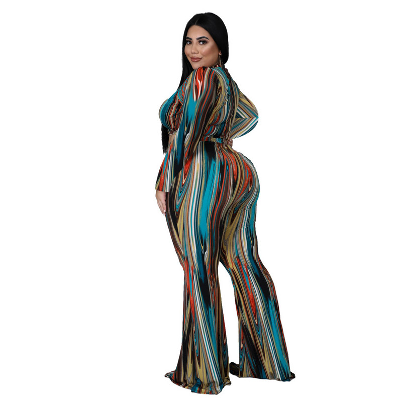 SOMO Molett Női Ruházat Őszi divat Nyomtatott hosszú ujjú Crop felsők Kétrészes nadrág Alkalmi szettek Nagykereskedelmi Dropshipping