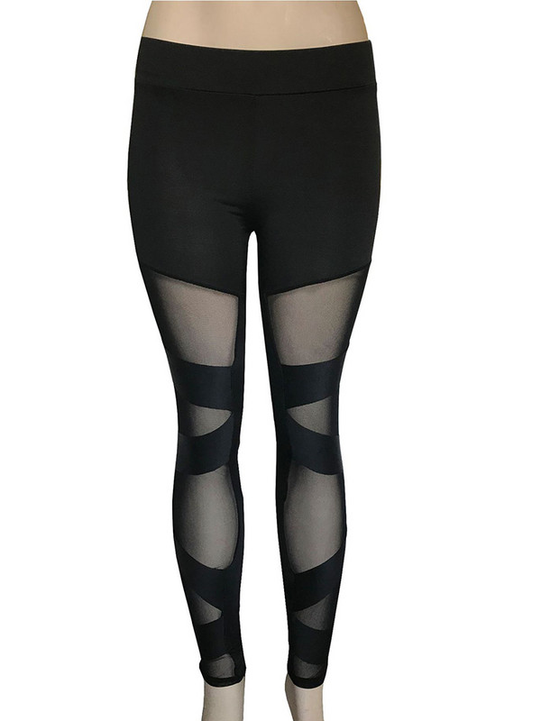 Naised Joogapüksid Spordipüksid Sidemevõrk Jõusaal Seksikad säärised Kõrge vöökohaga Must Push Up Fitnesspüksid Naiste säärised