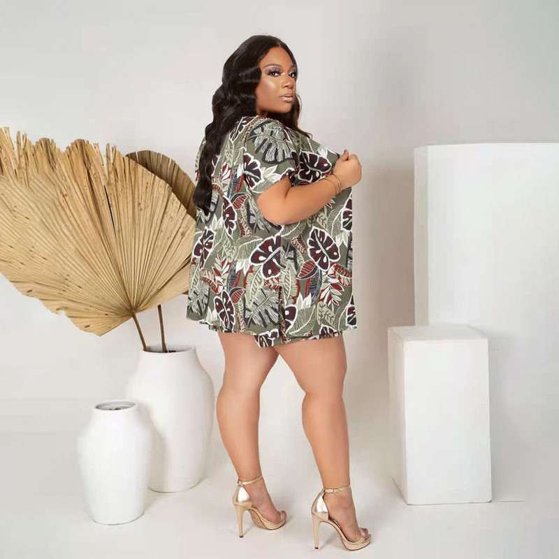Wmstar Plus Size 3 dalių rinkinys Moteriški drabužiai Vasariniai drabužiai Spausdinti Šortai Rinkiniai Marškinėliai Tinkantis Kostiumas Didmeninė prekyba 2022 m.