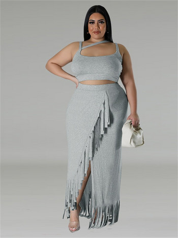 Wmstar Plus Size Two Piece Σετ Γυναικείο Καλοκαιρινό σέξι τοπ με μακριά φούστα Σετ φούντα casual ασορτί κοστούμι Χονδρική αποστολή σταγόνας