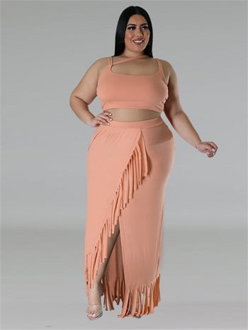 Wmstar Plus Size Two Piece Σετ Γυναικείο Καλοκαιρινό σέξι τοπ με μακριά φούστα Σετ φούντα casual ασορτί κοστούμι Χονδρική αποστολή σταγόνας